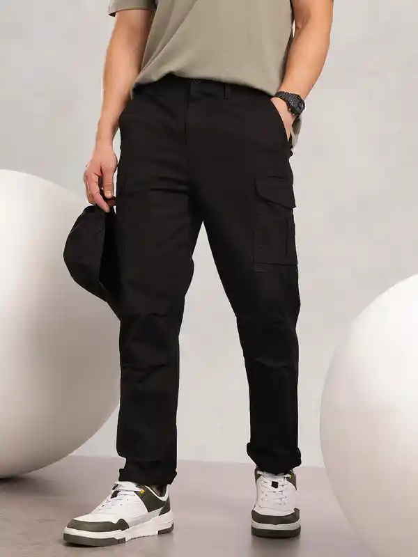 Men Smart Easy Wash Cargo  Trousers